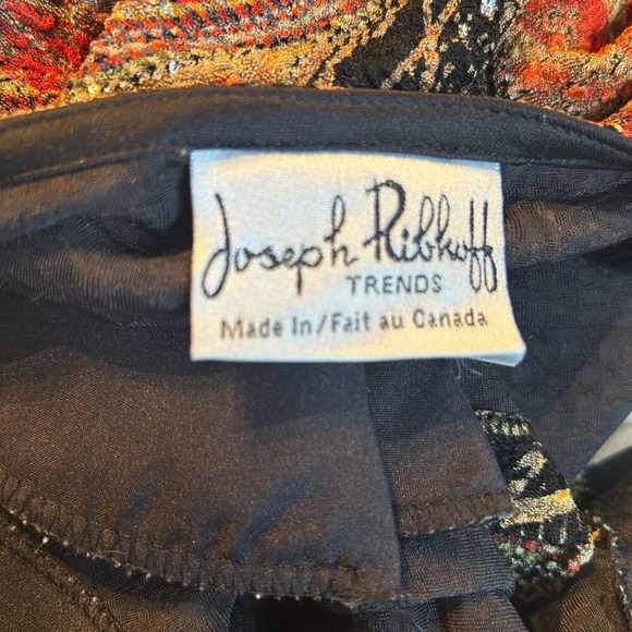 Joseph Ribkoff Abstract Sparkle Jacket Top Sz M Zip Stretch Colorblock - Picture 5 of 7